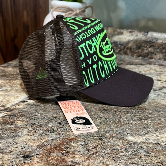 Von Dutch NWT Monogram Expresso & Lime Trucker Classic Snapback hat - Picture 2 of 4